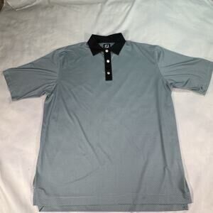 Footjoy Mens‎ XL Golf Polo Shirt Black Blue Geometric